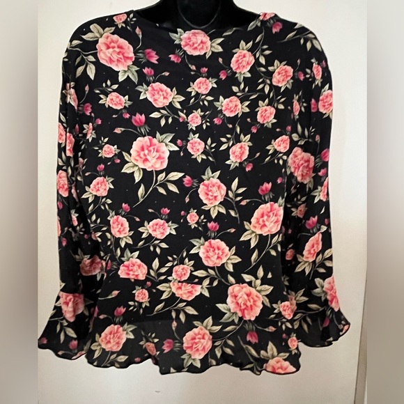 Zara Floral Black and Pink Women's Top - Picture 2 of 4